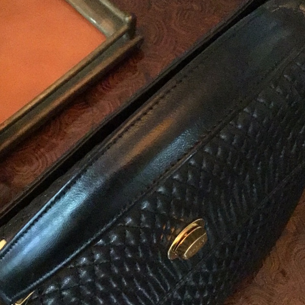 Vintage 1980s Bally Quilted Black Leather Handbag EUC - Picture 4 of 9